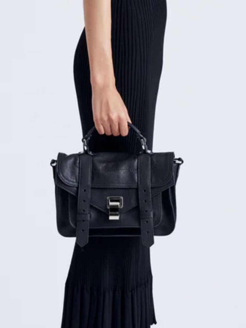 Proenza Schouler Black Leather Messenger Satchel with Top Handle - Picture 5 of 7